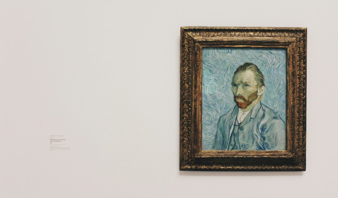 Vincent Van Gogh self portrait painting on wall